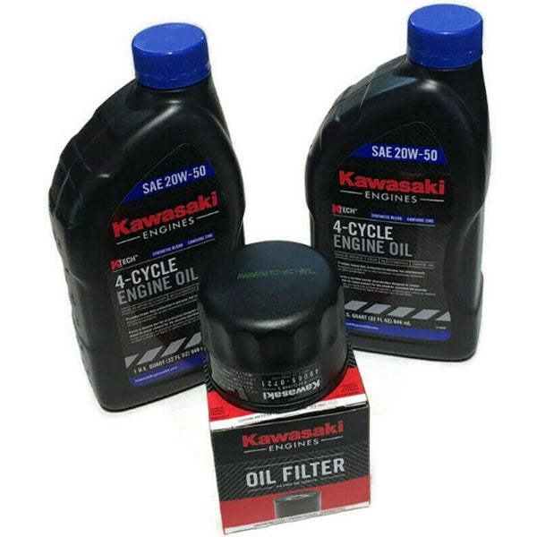 Kawasaki Engine Oil Change Kit – 99969-6298 with 20W50 Synthetic Oil, 49065-0736 (49065-0721) Filters - OutdoorPowerDeals
