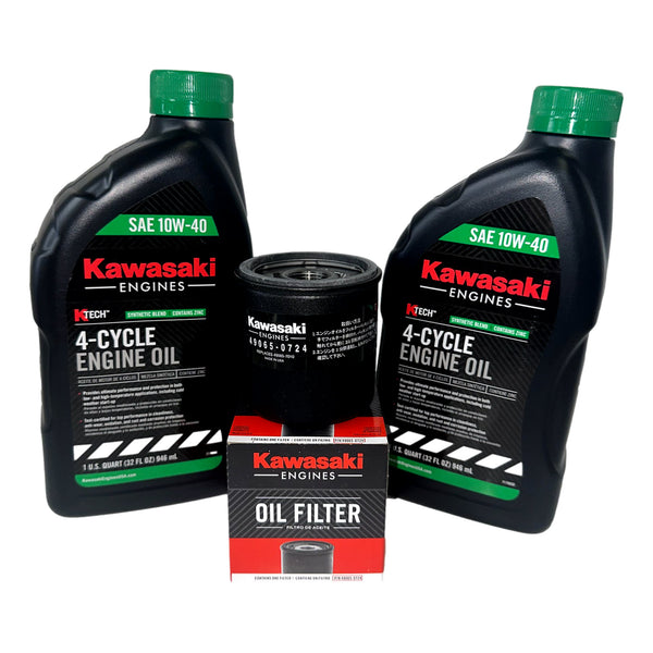 Kawasaki Oil Change Kit – (1) 49065-0724 Oil Filter & (2) 99969-6296 10W40 Oil - OutdoorPowerDeals