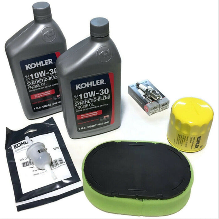 Kohler 10W30 Tune-Up Kit (7 Pc) - Air, Fuel & Oil Filters, Spark Plugs, Oil - OutdoorPowerDeals Kohler 10W30 Tune-Up Kit (7 Pc) - Air, Fuel & Oil Filters, Spark Plugs, Oil - OutdoorPowerDeals