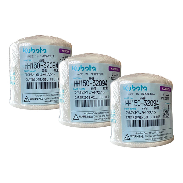 Kubota HH150-32094 Oil Filter 3 Pack | Genuine OEM Engine Filter Replaces HH15032094 - OutdoorPowerDeals