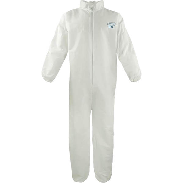 Ironwear 1601-XL Flame Retardant Disposable Coveralls White 100% Polypropylene Elastic Wrists & Ankles Size XL Case of 25