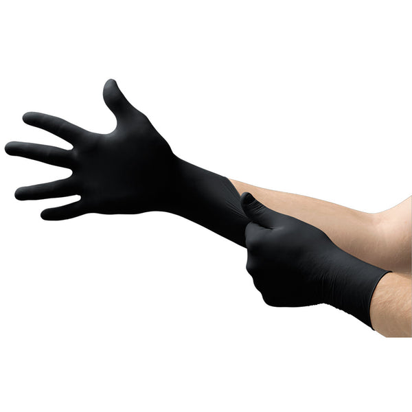 Ansell MK-296 2XL Microflex MidKnight Black Nitrile Gloves Powder-Free Box of 100 - OutdoorPowerDeals