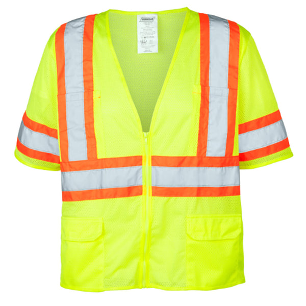 VEST POLY MESH ZIP FRONT LIME 1293-LZ