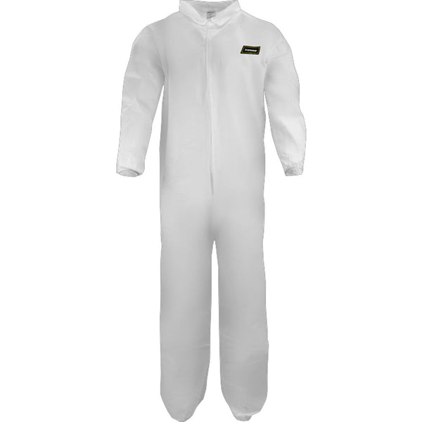 Ironwear 1600 Disposable Poly Coverall, White, Full Body Protection