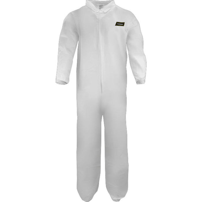 Ironwear 1600 Disposable Poly Coverall, White, Full Body Protection