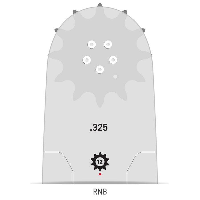 Oregon 168RNBK095 16in PowerCut chainsaw guide bar - profile view showing guide rail