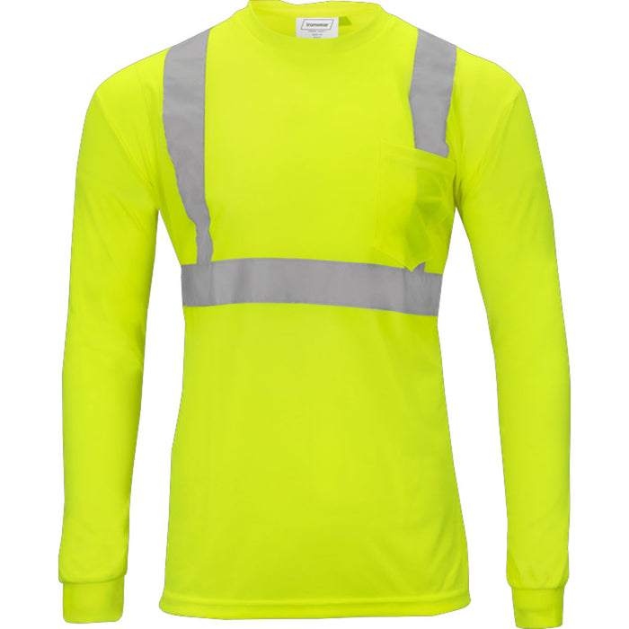 Ironwear 1835-L Long Sleeve Safety Shirt, Polyester, Lime, High-Visibility