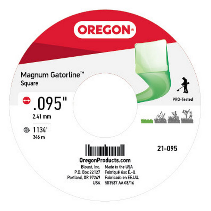Oregon 21-095 Gatorline Square Trimmer Line .095-Inch by 1445-Foot Grey/Black
