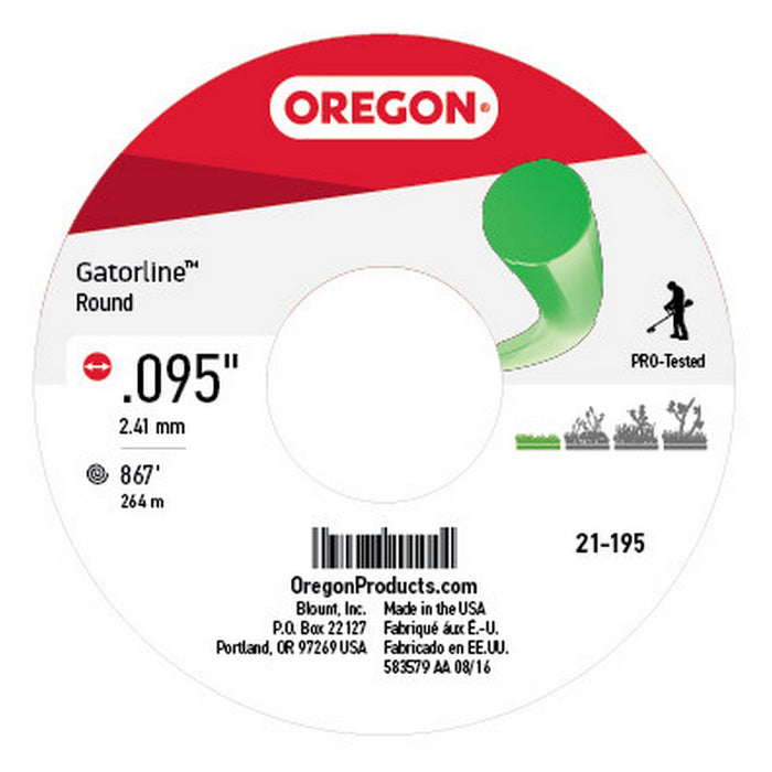 Oregon 21-195 Gatorline Round Trimmer Line .095-Inch by 867-Foot 3 Pounds