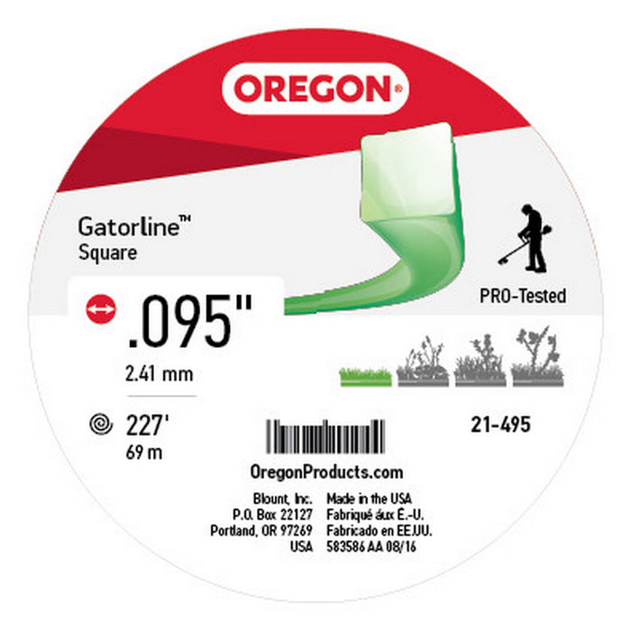 Oregon 21-495 Gatorline Square String Trimmer Line .095-Inch Diameter 1-Pound Donut