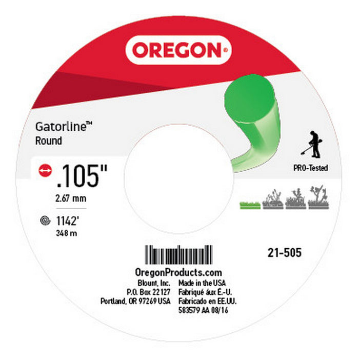 Oregon 21-505 Gatorline Round Trimmer Line .105-Inch by 1142-Foot Green