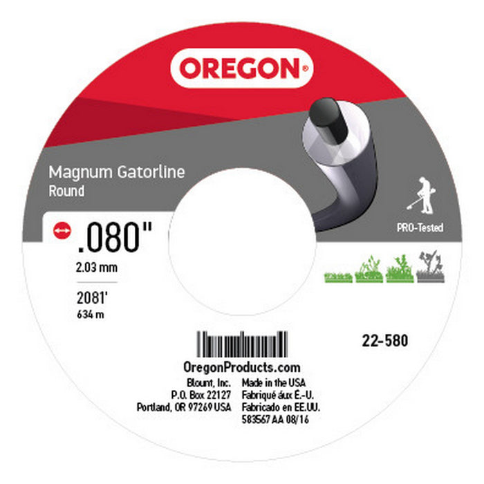 Oregon 22-580 Magnum Gatorline Round Trimmer Line .080-Inch Diameter 5 Pounds Black