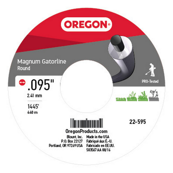 Oregon 22-595 Magnum Gatorline Round Trimmer Line .095-Inch by 1443-Foot
