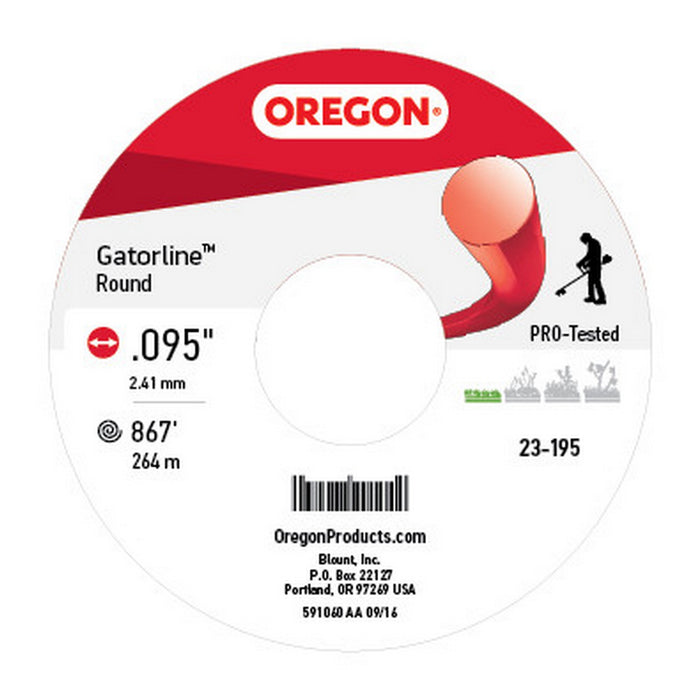 Oregon 23-195 Professional Red Gatorline Round String Trimmer Line .095-Inch Diameter 3-Pound Spool
