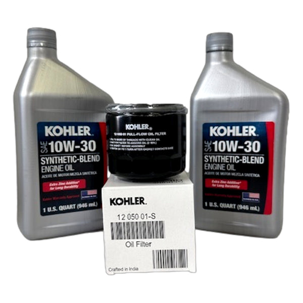 Kohler 12-50-01-S / 25 357 06-S Oil Change Kit – (2) Quarts 10W30 Synthetic & OEM Filter