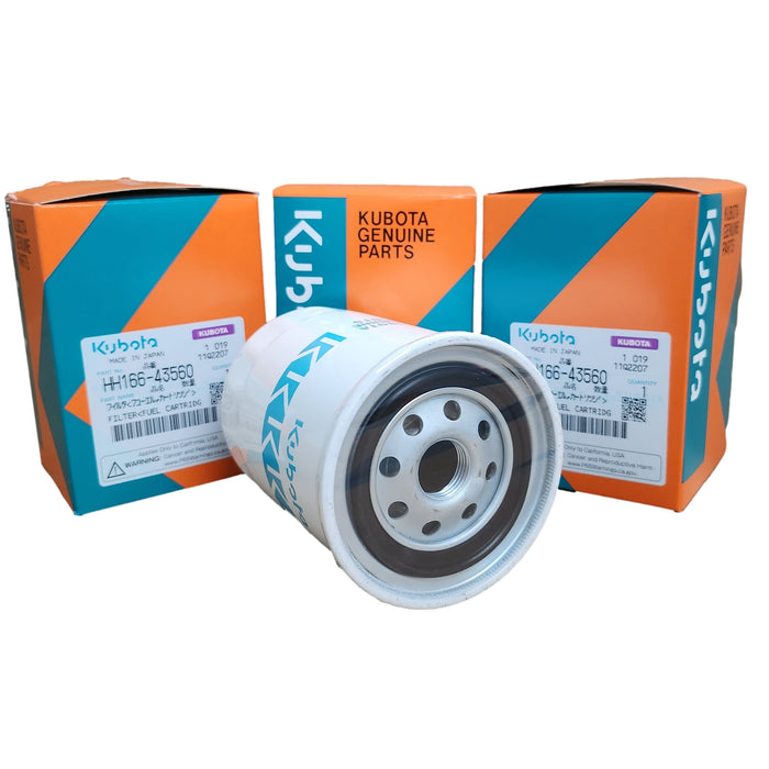 3 PK Genuine OEM Kubota Fuel Filters HH166-43560 for Diesel Engines - OutdoorPowerDeals