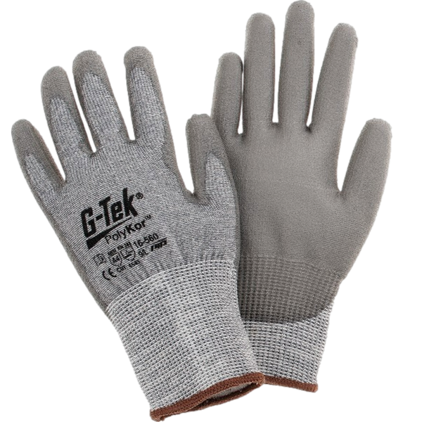 PIP 16-560/L G-Tek PolyKor SE Amless Knit Blended Glove Polyurethane Coated Gray Size L Pack of 12