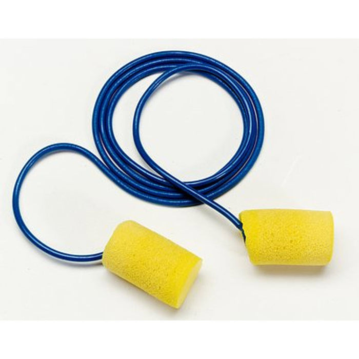 3M 311-1101 Foam Corded Earplugs, Yellow/Blue, NRR 29