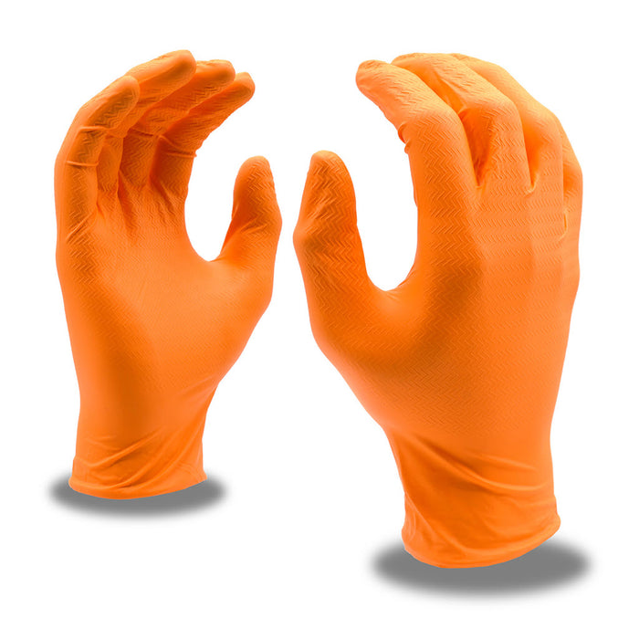 Cordova 4093 Z-Tread Nitrile Gloves, 6 Mil, Powder-Free, Orange, Box of 100