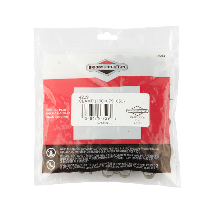 BRIGGS & STRATTON 4229 FUEL LINE CLAMP (100 OF 791850)