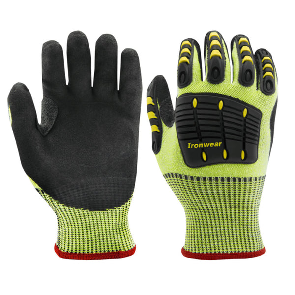 High-Visibility Impact Gloves Lime/Black 4885-L – ANSI Cut Level A6, Puncture & Impact Resistant