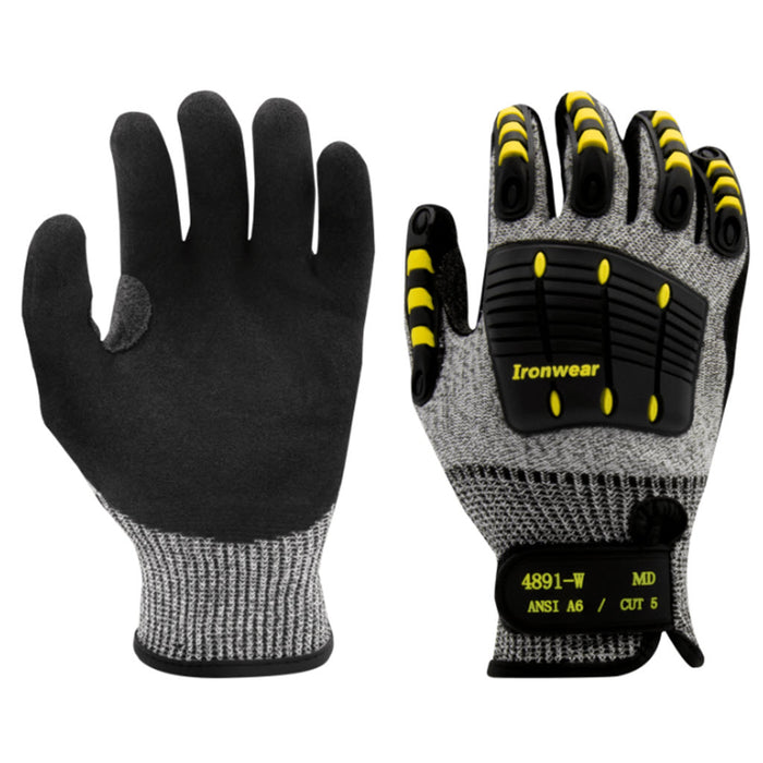 Ironwear 4891-W Wide Work Gloves, Heather Gray/Black, Durable Grip