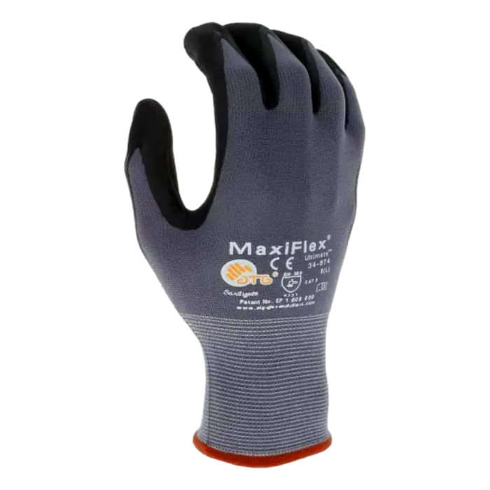 PIP 34-874 G-Tek Ultimate Nylon Micro-Foam Nitrile Grip Gloves Black Gray Sizes 12 Pairs