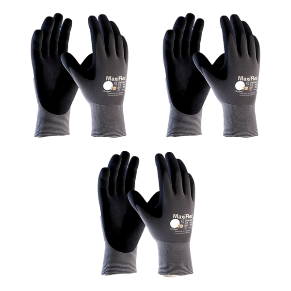 MaxiFlex 34-874 Ultimate Gloves Black Nylon/Nitrile – Medium Size Pack of 3