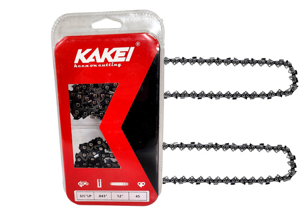 Kakei 1B4Q45 Chain 12'' 3/8'' LP 0.043'' 45 Semi Chisel (2 Pack)
