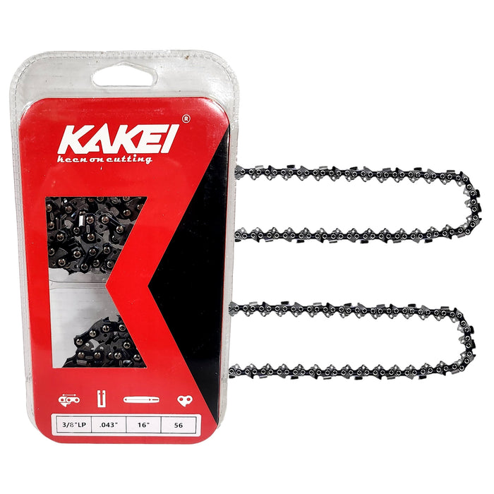 Kakei 1B4Q56 Chain 16'' 3/8'' LP 0.043'' 56 Semi Chisel (2 Pack) - OutdoorPowerDeals