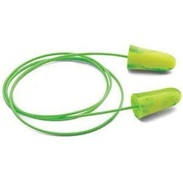 Moldex 6654 Foam Tapered Corded Earplugs, NRR 33, Bright Green