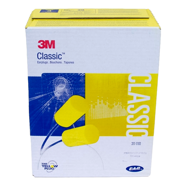 3M 311-1101 Corded Foam Earplugs Yellow/Blue Hearing Protection 200 Pair Box