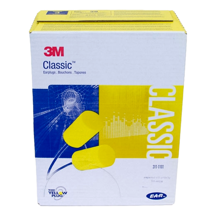 3M 311-1101 Corded Foam Earplugs Yellow/Blue Hearing Protection 200 Pair Box