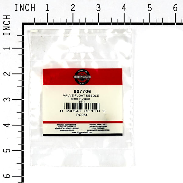 Briggs & Stratton 807706 Float Needle Valve