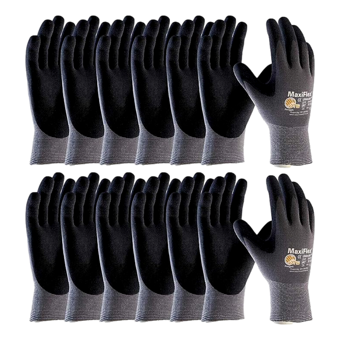 PIP 34-874 G-Tek Ultimate Nylon Micro-Foam Nitrile Grip Gloves Black Gray XL 12 Pack