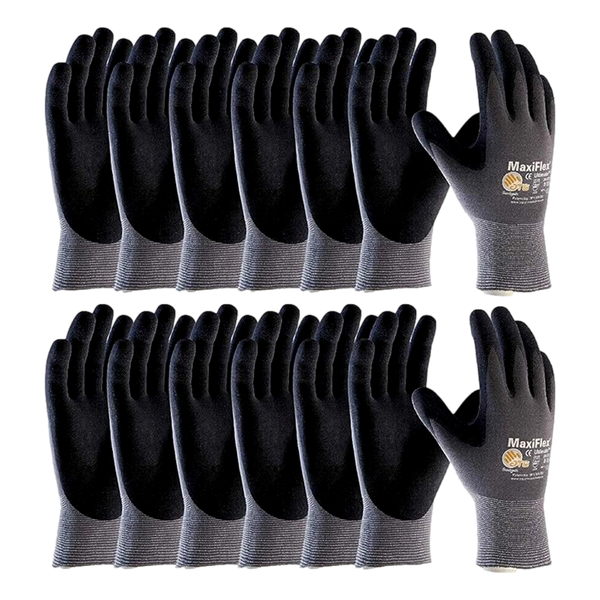 PIP 34-874 G-Tek Ultimate Nylon Micro-Foam Nitrile Grip Gloves Black Gray Sizes 12 Pairs