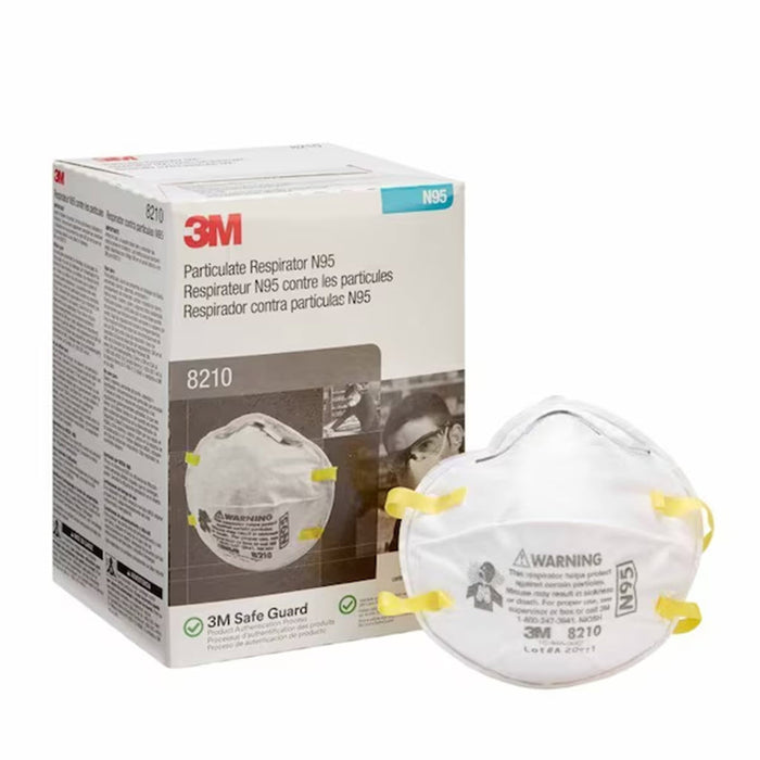 3M 8210 N95 Respirator, Disposable, White, Box of 20