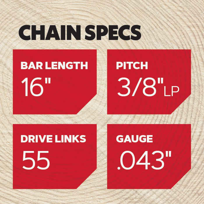 Oregon 90PX055G Low Profile 3/8-Inch Pitch 0.043-Inch Gauge 55-Drive Link Saw Chain