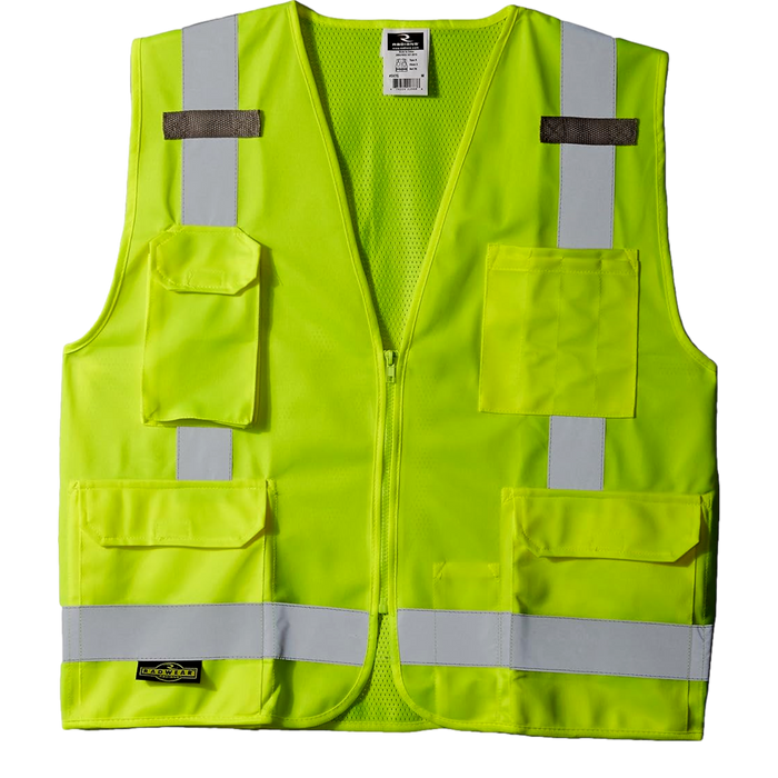 VEST KNIT/MESH CL2 ZIP HI-VIZ GREEN SV7G-L