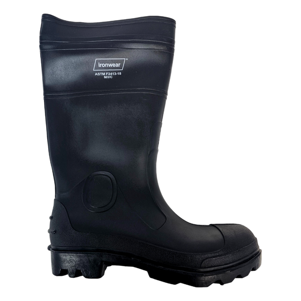 Ironwear 9253-B PVC Steel Toe Work Boots Waterproof Black Size 10 ASTM F2413 - OutdoorPowerDeals