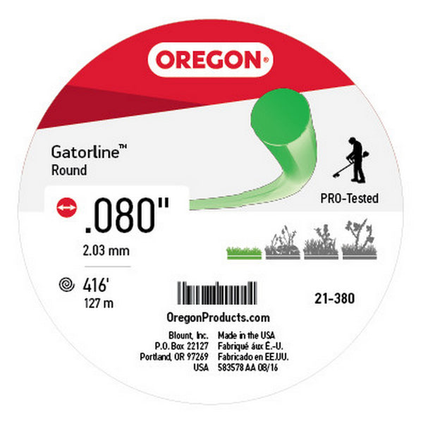 Oregon 21-380 Gatorline 1-pound Round String Trimmer Line of .080-inches x 413-feet Green Default Title