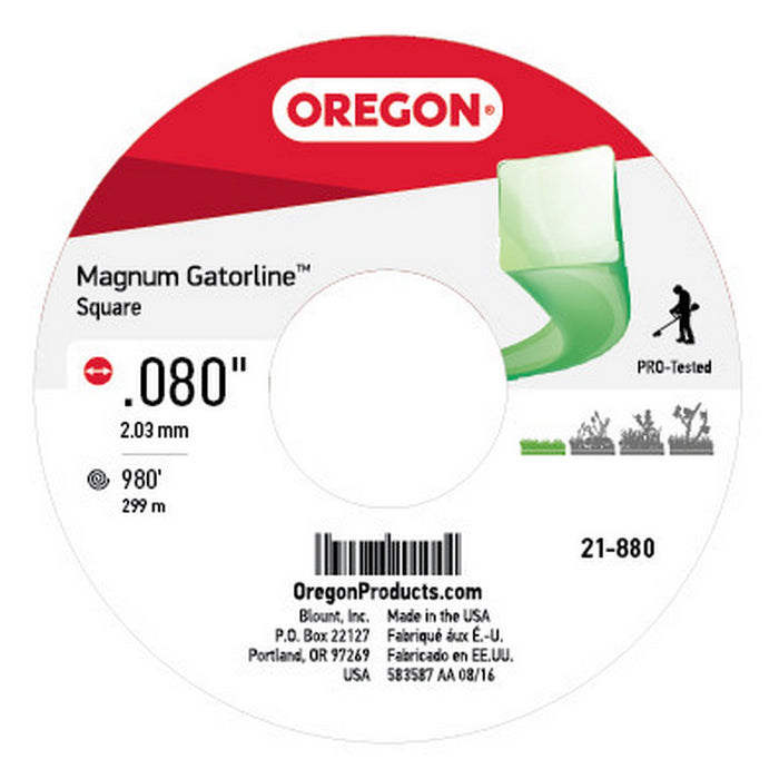 Oregon 21-880 Gatorline Square String Trimmer Line .080-Inch Diameter 3-Pound Spool