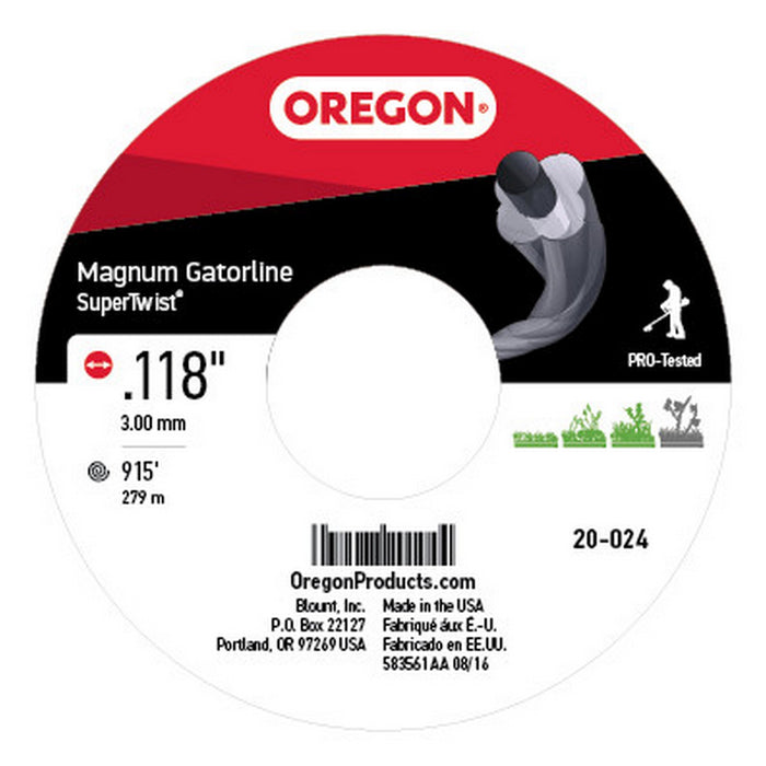 Oregon 20-024 Gatorline Super-Twist Magnum 5-Pound Spool of .118-Inch-by-915-Foot String Trimmer Line