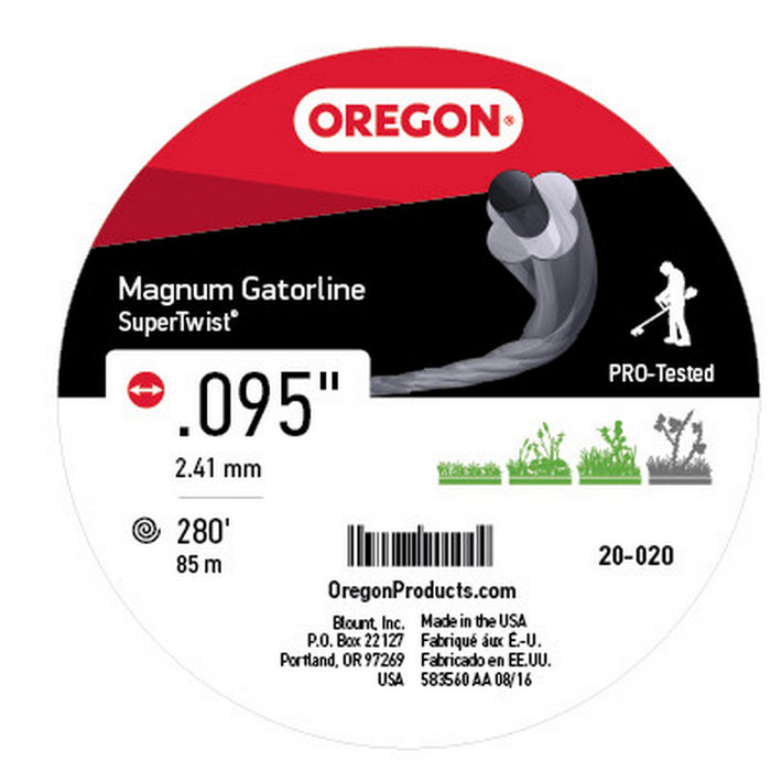 Oregon 20-020 Magnum Gatorline Supertwist Trimmer Line .095-Inch by 282-Foot Black