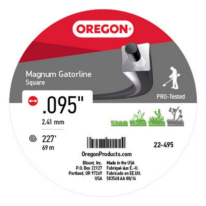 Oregon 22-495 Magnum Gatorline Square Trimmer Line .095-Inch by 226-Foot Weed Wacker StringGray