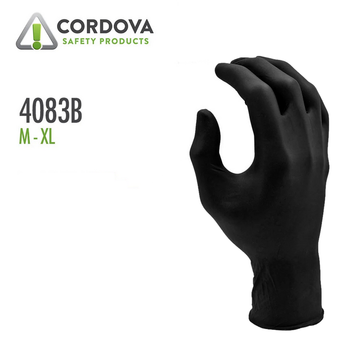 Cordova 4083BM Nitri-cor Eclipse Nitrile Gloves Black Medium Box of 100