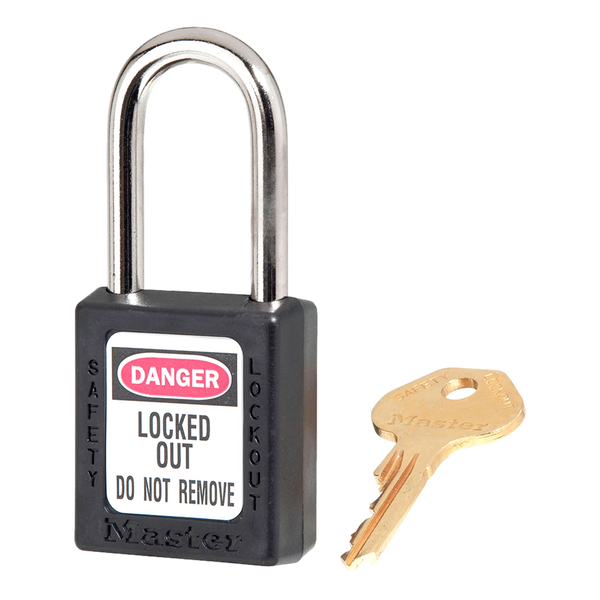 Master Lock 410MKW417BLK Safety Lockout Padlock Keyed Different Black 1-1/2" Aluminum Body