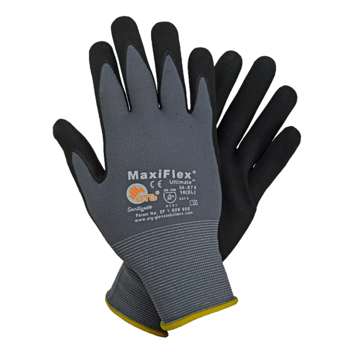 PIP 34-874 G-Tek Ultimate Nylon Micro-Foam Nitrile Grip Gloves Black Gray XL 1 Pair