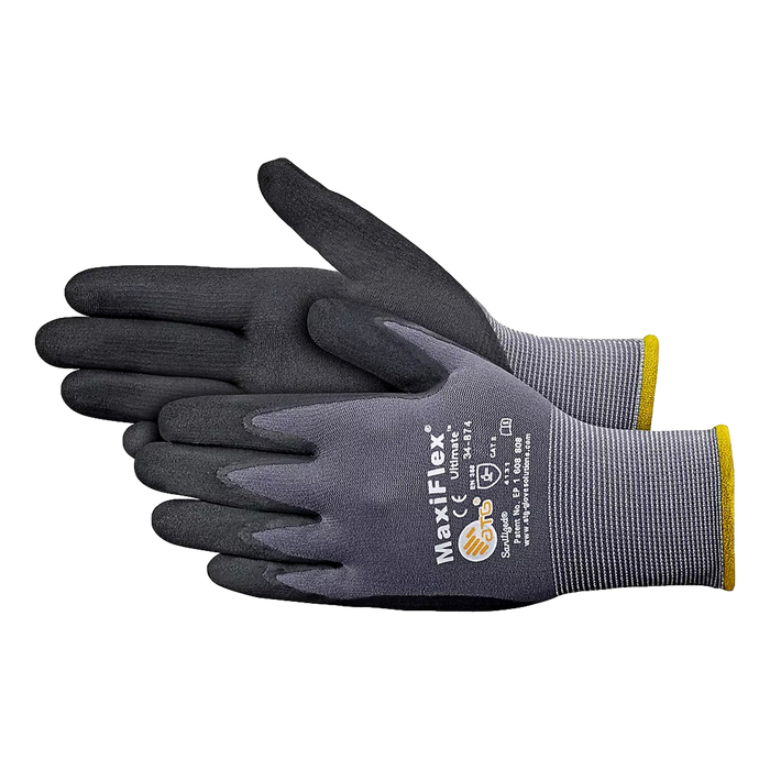 PIP 34-874 G-Tek Ultimate Nylon Micro-Foam Nitrile Grip Gloves Black Gray XL 3 Pair