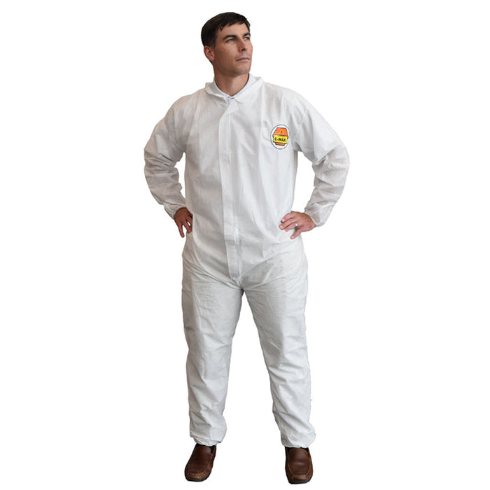 Cordova SMS200 Disposable SMS Coveralls, White, Zipper Front, Case of 25